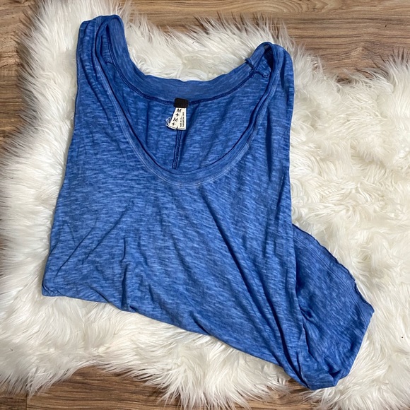 We the Free | Free People Slouchy Blue Burnout Top - Picture 2 of 11
